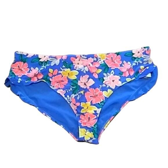 Time & Tru Womens Floral Bikini Bottom With Ruffle Detail Size 2X (20W-22W) - Picture 2 of 9